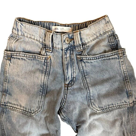 Zara Kids Utility Pocket Straight Jeans Light Wash Size 9 - Picture 4 of 4